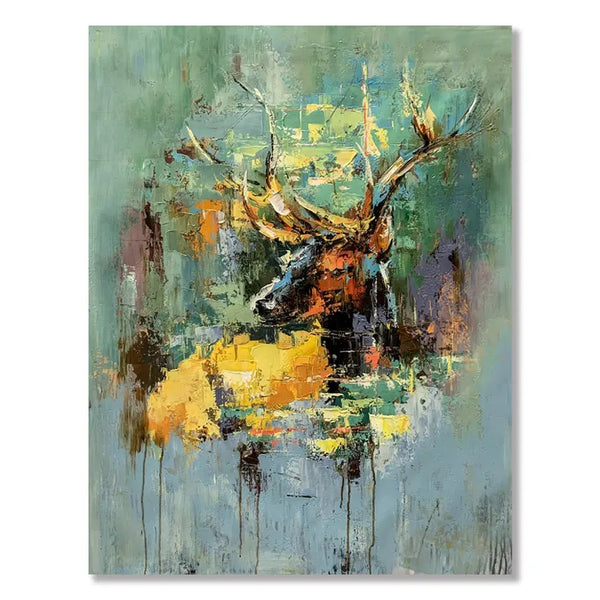 Deer Decor Modern Abstract Canvas Painting