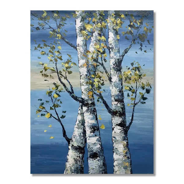 Blue Scenery Tree Painting