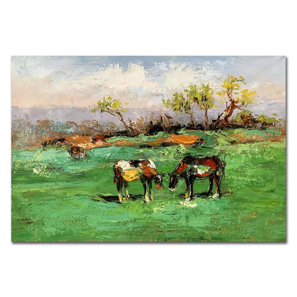 Drawn Canvas Cow Oil Painting for Living Room