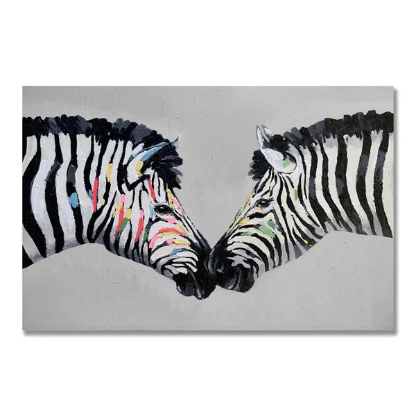 Handmade Zebra Acrylic Painting in The Living