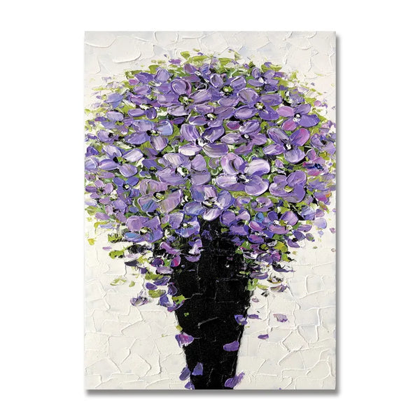 Hand-Painted 3D Purple Flower Artwork