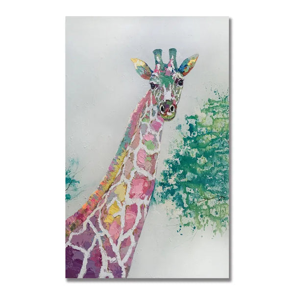 Painted Animal Lovely Colorful Giraffe Art