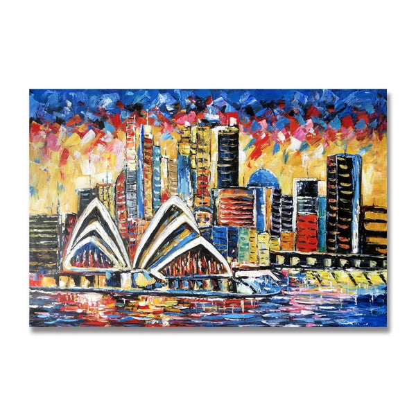 Streetscape Contemporary City Palette Knife Canvas