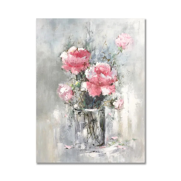 Pure Hand Painted Beautiful Roses in Vase Art