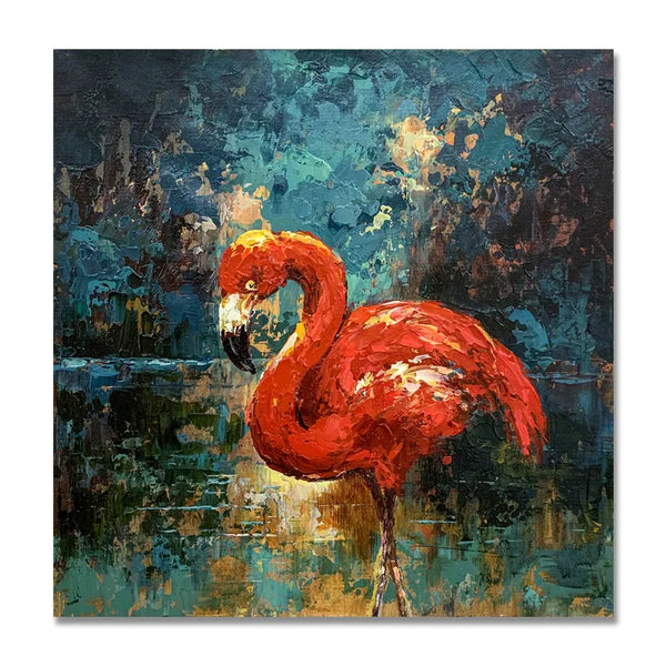 Indoor Decor Red Crane Handmade Painting